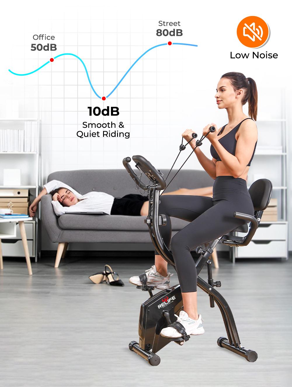 RELIFE REBUILD YOUR LIFE 3 in 1 Foldable Exercise Bike, Magnetic Resistance Stationary Bike for Home Fitness Cardio Workout cardio workout