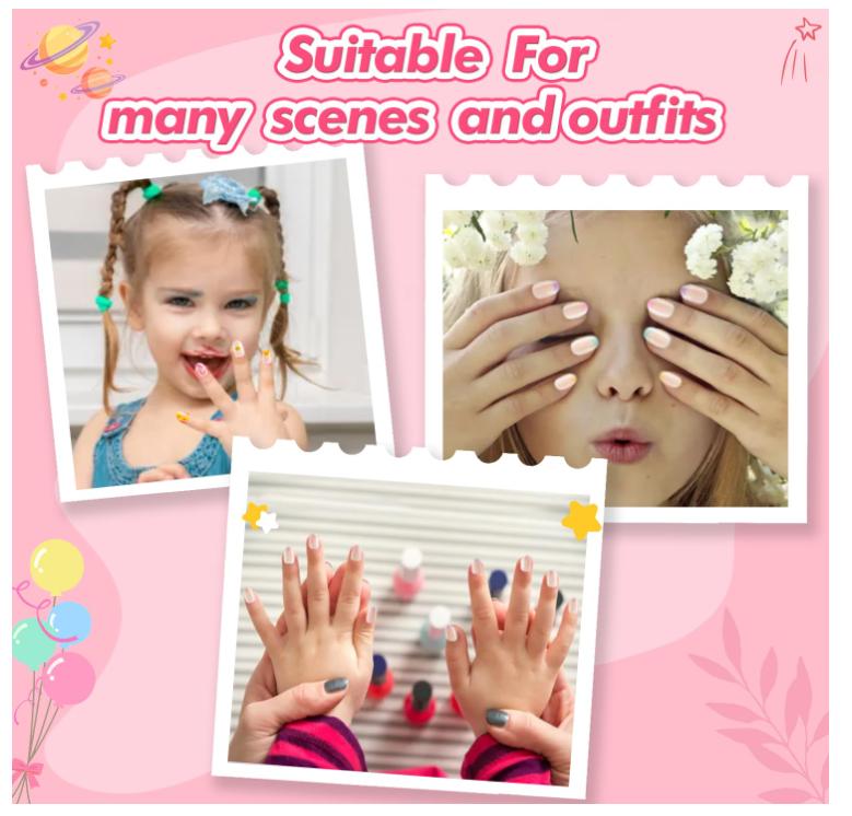 Misssix 78 Pcs Press on Nails for Kids, 3 Pack Kid Fake Nail Kit Cute Press on Nails, Old Colorful Flower Glue On Nails Stick On Nails for Girls 8-12 Years