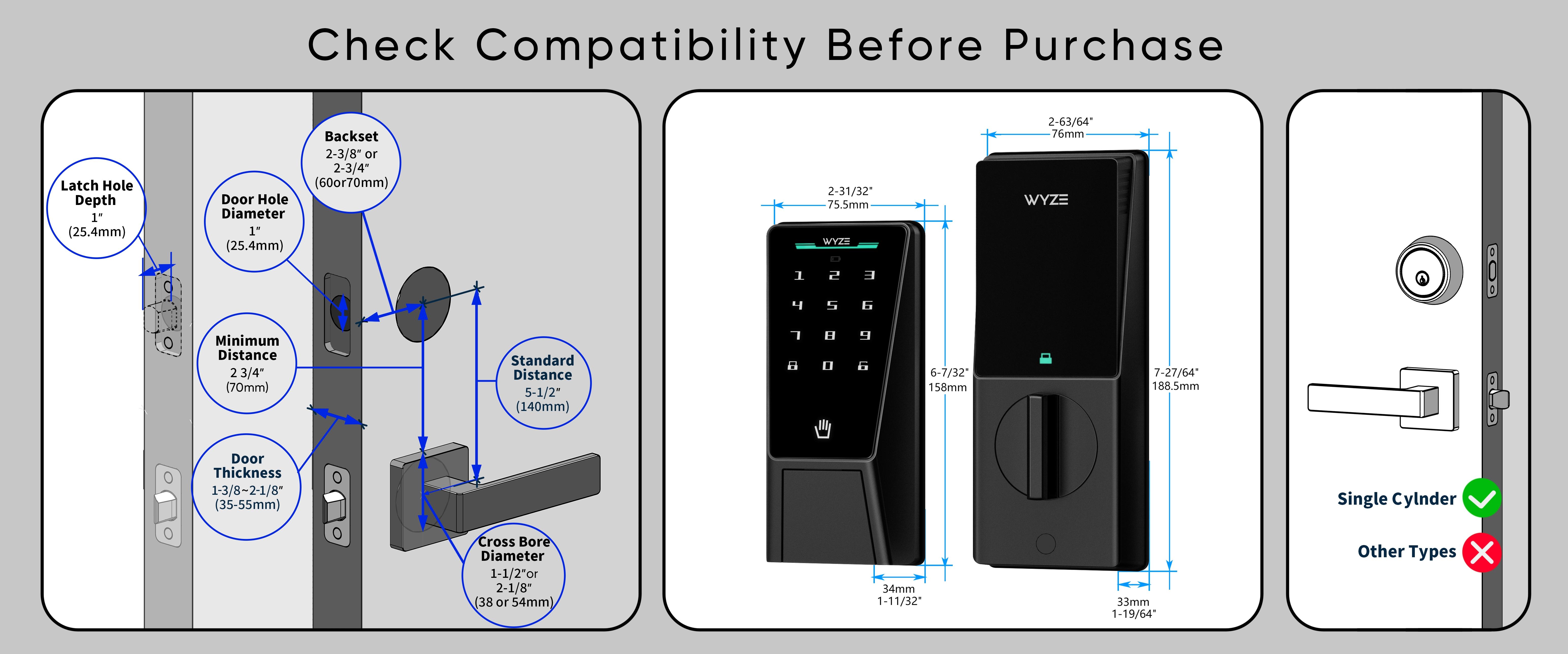 Wyze Palm Lock — Wi-Fi Palm Recognition Smart Lock for Front Door, Keyless & Touchless Entry, Modern Design, Auto-Lock, Easy Installation, Deadbolt Replacement, IP53 Weatherproof