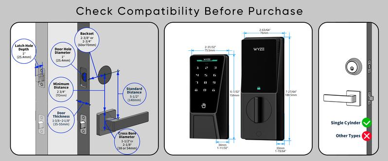 Wyze Palm Lock — Wi-Fi Palm Recognition Smart Lock for Front Door, Keyless & Touchless Entry, Modern Design, Auto-Lock, Easy Installation, Deadbolt Replacement, IP53 Weatherproof