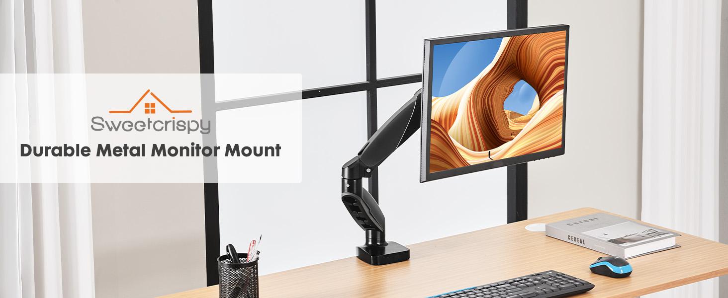 Sweet Furniture Adjustable Gas Spring Monitor Arm Stand with VESA Bracket, Height Adjustment, Clamp/Grommet Base, Freely Adjustable Design Sweet Furniture Adjustable Gas Spring Monitor Arm Stand with VESA Bracket, Height Adjustment, Clamp/Grommet Base, Freely Adjustable Design