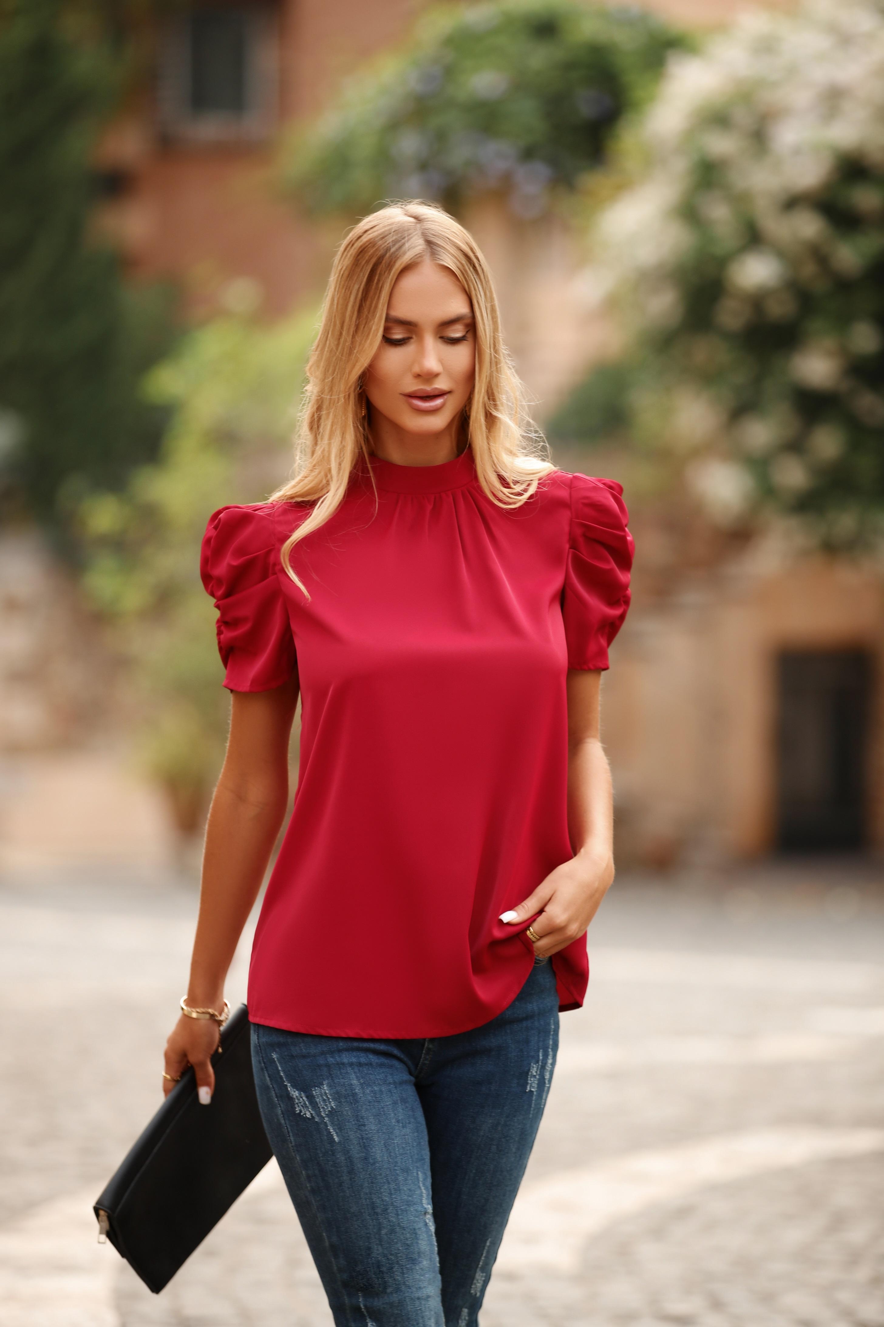 BTFBM Women's Summer Shirt Top Ruffle Shortsleeve Frill Trim Mock Neck 2026 Casual Blouses Shirts