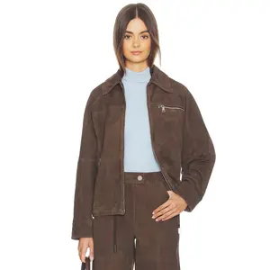 ALIGNE Alex Suede Bomber Jacket in Chocolate