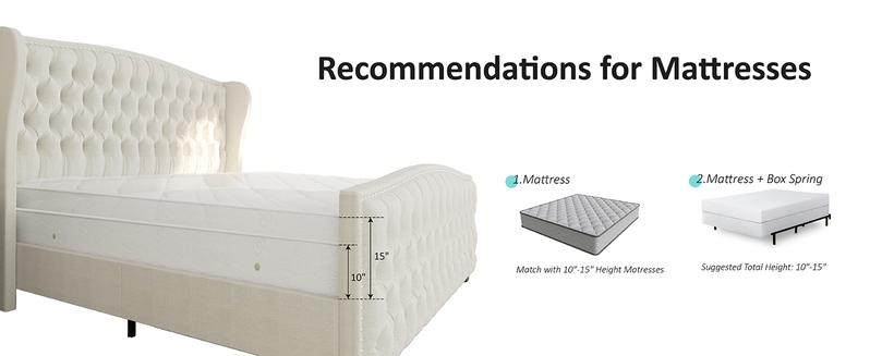 AMERLIFE Platform Bed Frame,Velvet Upholstered Bed with Deep Button Tufted & Nailhead Trim Wingback Headboard/Hardwood Slats Design/Durability&Sturdy/No Box Spring Needed/Queen/King/California King Size/Best Gift Ideas/Christmas Gifts