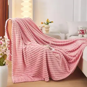 Bohemian Microfiber Blanket Classic 3D Striped Ultra-fine Fiber Soft Lightweight Machine Washable for Sofa Bed Travel Camping Warn Gift Cozy Daily Use
