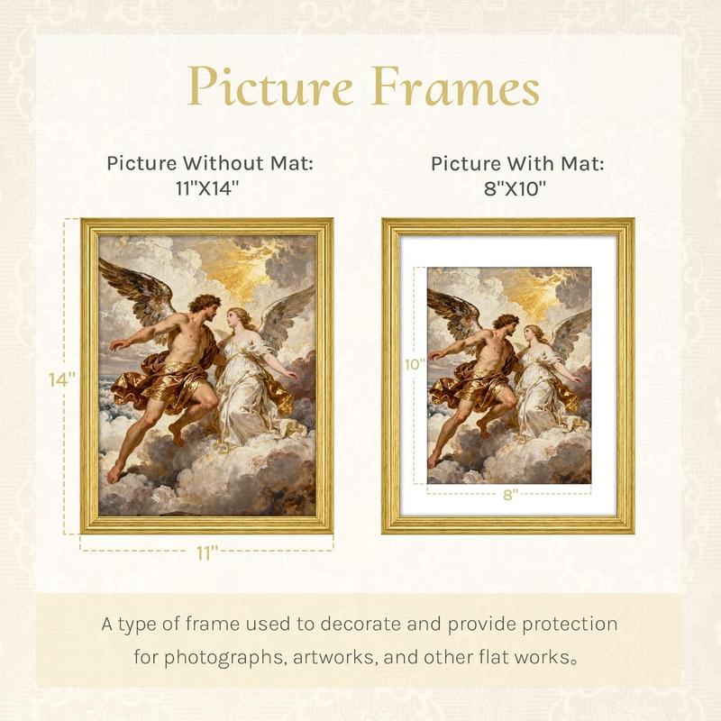 Vintage Picture Frames 11x14, Ornate Wall Picture Frame with Shock-Resistant Acrylic Cover for Residential, Hospitality Design, Exhibition, Christmas