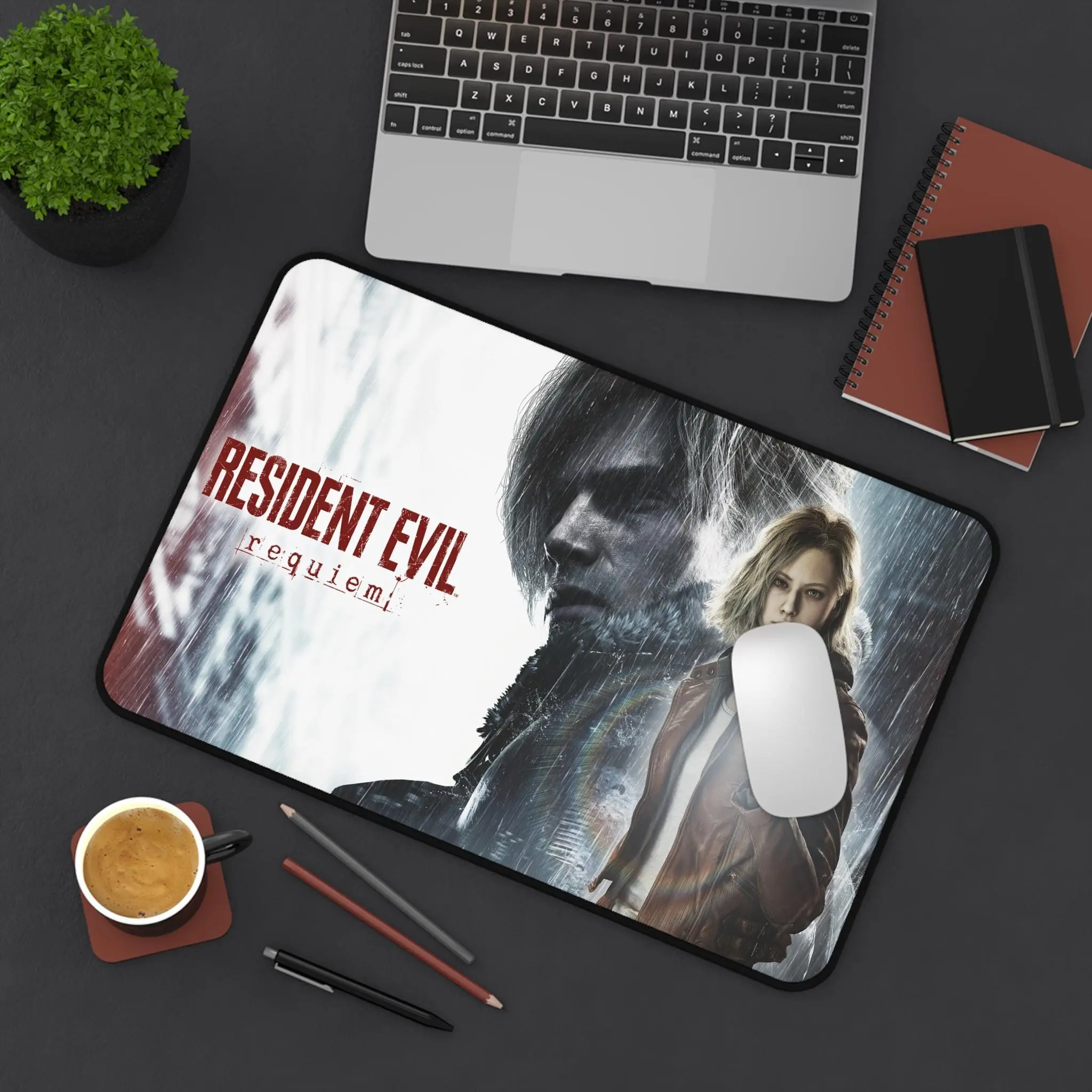 Leon S. Kennedy Resident Evil Gaming Desk Mat, Survival Horror Extended Mouse Pad, Retro Horror Game Desk Pad for PC Setup, Gamer Room Decor, Resident Evil Fan Gift