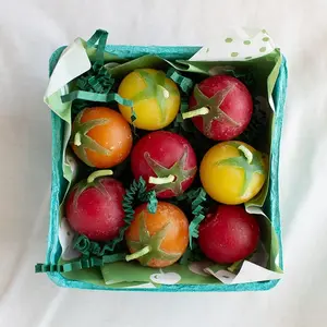 Beeswax Cherry Tomato Birthday Candles (8) Ornaments Decor