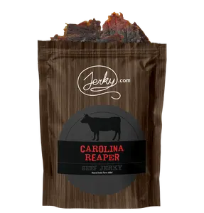 Jerky.com All-Natural Beef Jerky Carolina Reaper - Made with Spicy Reaper Peppers - Hot and Spicy Snack Food