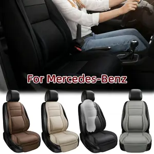 1 Piece For Mercedes-Benz Car Front Seat Cover Protector Waterproof Breathable Five Layer Napa Leather Sit Cushion Pad Mat with Storage Bag Comfortable, Ergonomic Dual Support for Waist & Legs, Universal Fit for Car Sedans SUVs Pickups Trucks