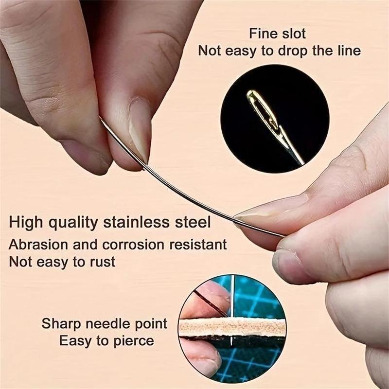 Self-threading Needle Set, 30pcs/set Multi-purpose Household Hand Sewing Needle with Wooden Needle Case, Sewing Supplies for Home & Cloth Shop Use