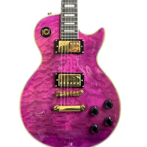 Purple Floral Design Electric Guitar Rosewood Fingerboard Gold Hardware Mahogany Body & Neck