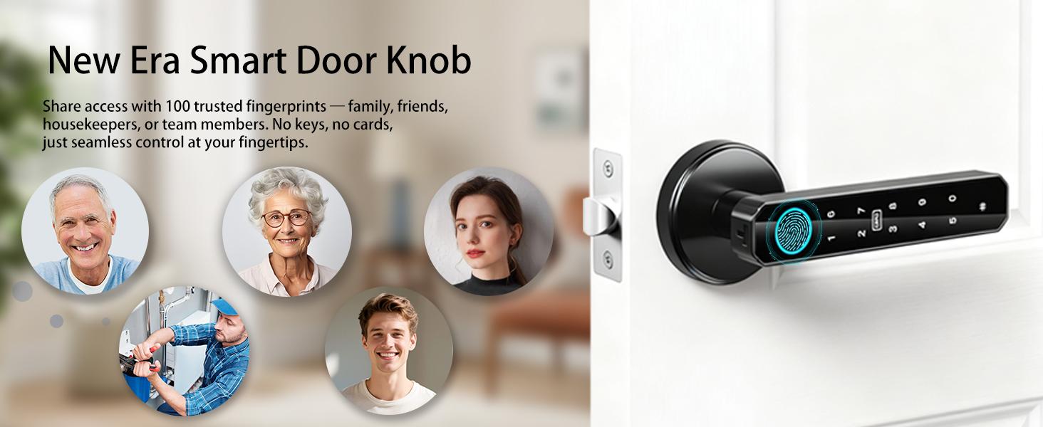 [Father's Day Gift]Smart Fingerprint Door Lock with App Control, 1 Count Keyless Entry Lock with Keypad Handle, Digital Electric Biometric Smart Door Lock for Bedroom, Keyless Entry Door Handle - Spring Glow Up