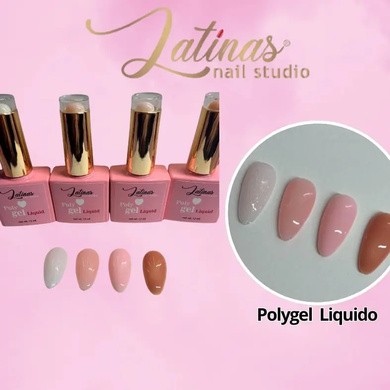 Latinas Nail Studio Clear Builder Gel/ liquid Polygel  for Nails 12ml Nail Strengthener in a Bottle Nail Extension Build Gel Soak Off Long Lasting UV Gel Base Coat Top Coat Needed