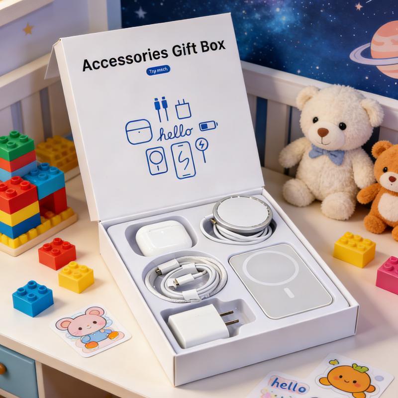 2026Upgraded 6-in-1 Magnetic Charging & Audio Kit– 10,000 mAh Mag Power Bank + Wireless Charger & Type-C & Lightning Cables, Enhanced Magnetic Ring, All-in-One Travel Set for Android & iOS Devices,Essential school set-Back to school season,valentine gifts