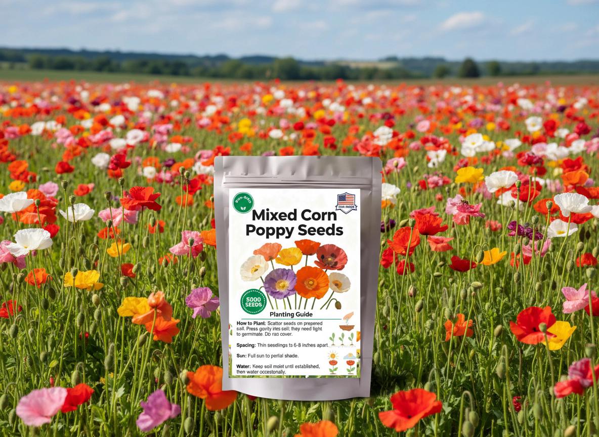 Mixed Corn Poppies - 50,00 Poppy Seeds Including Red Flanders Poppy Seed