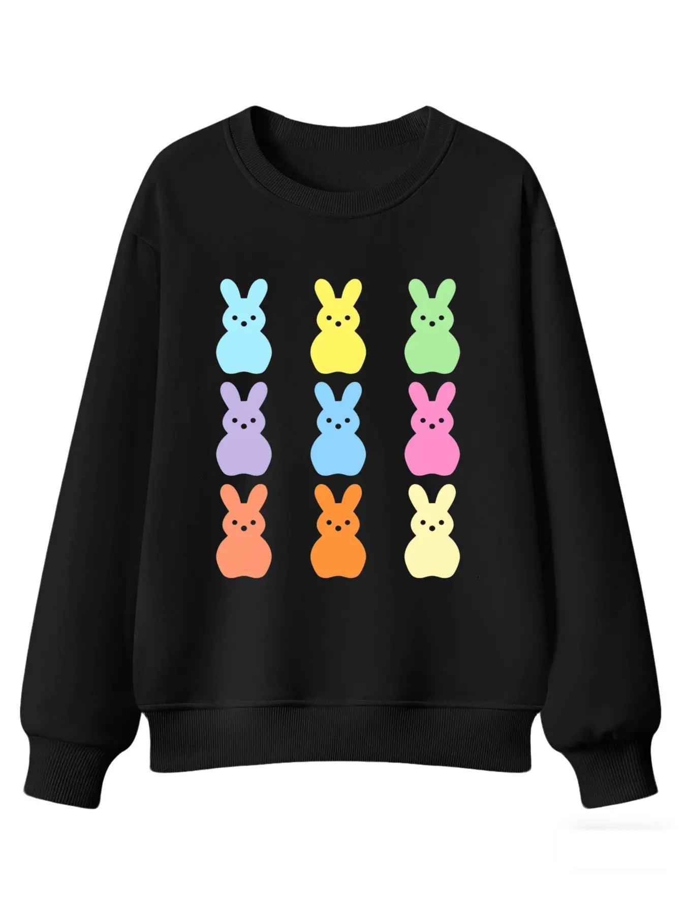 Women's Happy Easter T-Shirt with Cute Bunny & Floral Graphic, Casual Cotton Round Neck Top for Spring Holiday and Everyday Wear
