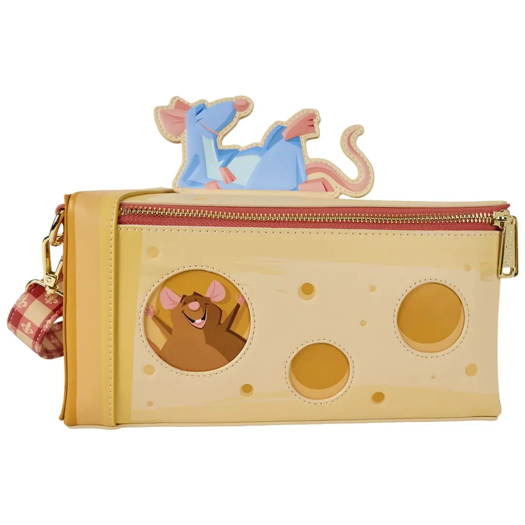 Loungefly Women's Pixar Ratatouille Remy Cheese Figural Crossbody Bag - Faux Leather with Applique & Debossed Details, crossbodybagwomen, Purses For Women, Graphic, Casual, Cheese Shape, Basic, Purse Women, Lightweight, Adjustable Strap, Zipper, Multicolo