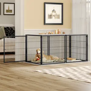 Extra Large Dog Kennel with Top, Indoor Pet Playpen Cage for Medium Dogs & Puppies, Heavy Duty Metal Wire Dog House with Secure Lock