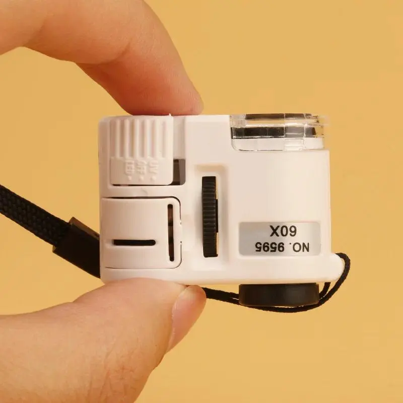 60X Compact LED Light Handheld Magnifying Glass - Plastic Body Pocket Loupe for Currency Check, Jewelers Users