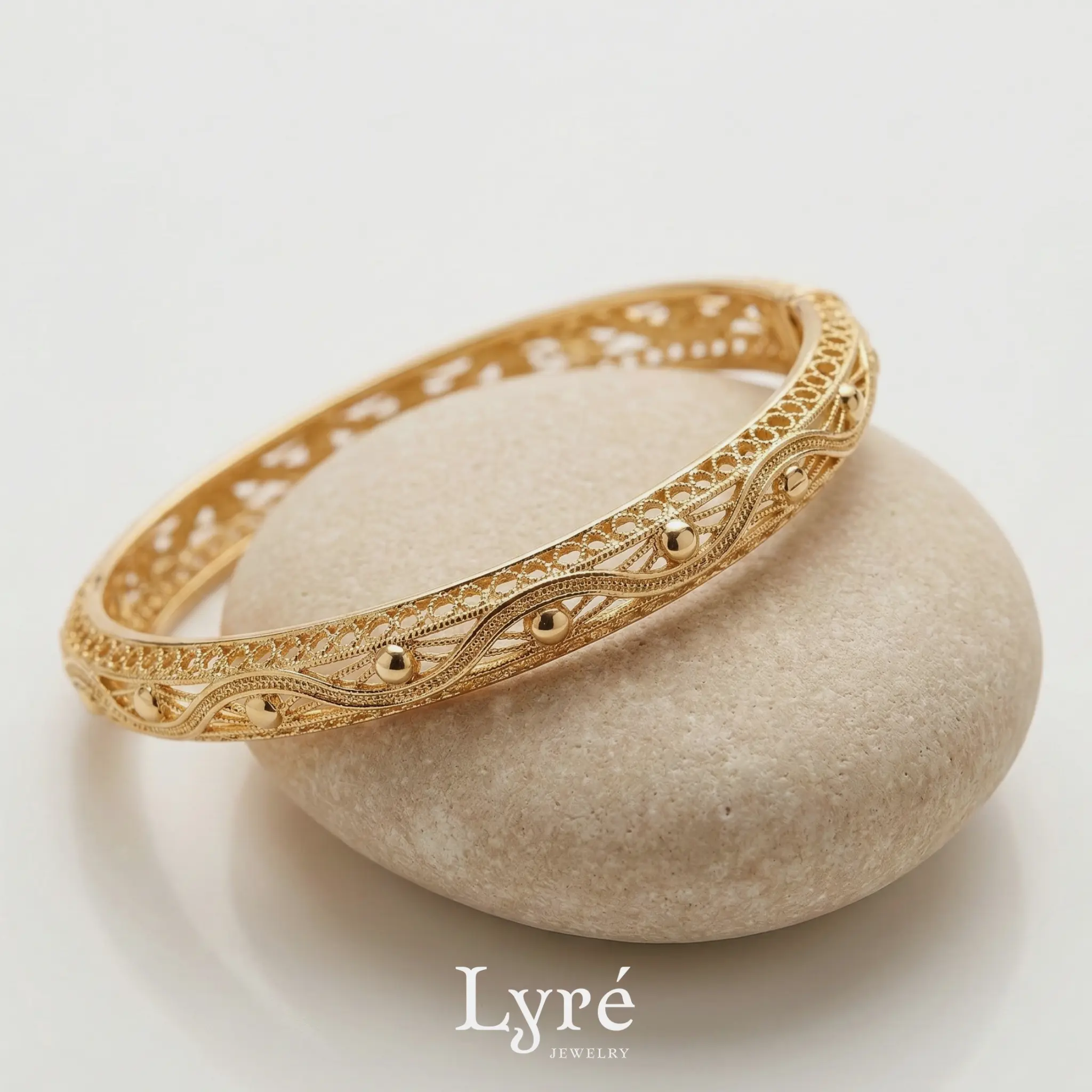 Celeste Filigree Gold Hinged Bangle | BNG012 Celeste Filigree Gold Hinged Bangle | BNG012