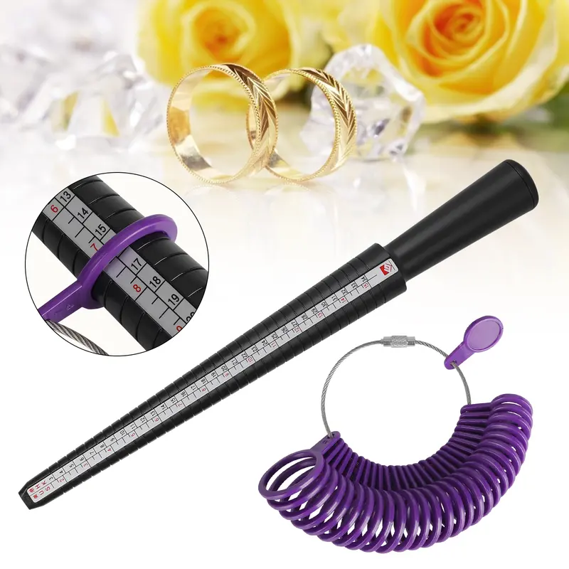 Professional Ring Stick Kit - Ring Mandrel Sizer Stick with Ring Sizer Guage,Wedding Finger Size Measurement Jewelers Wire Rings Making Tool
