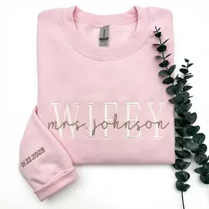 Personalized Embroidered Wifey Sweatshirt, Future Mrs Crewneck, Bride Wedding Gift, Engagement Gift for Bride