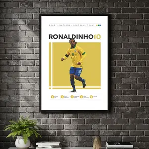 [ SPORT UNFRAMED - SALE UP TO 45% ] Ronaldinho Brazil Premium Series Soccer Poster Legendary Playmaker Creative Wall Decor
