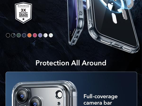 ESR for iPhone 17 Pro Max/Pro/Air Case, Camera Control, Compatible with MagSafe, Shockproof Military-Grade Protection, Magnetic Phone Case for Phone 2025, Classic Hybrid Case (HaloLock)
