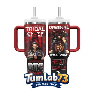 Roman Reigns Tribal Chief OTC Head On The Table WWE 40oz Style Tumbler – Insulated Stainless Steel Travel Cup with Handle