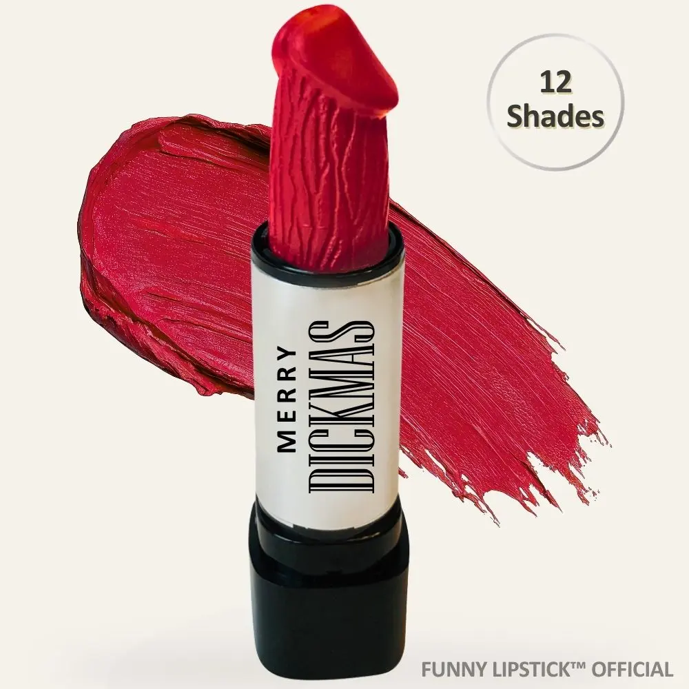 Funny Lipstick Merry Dickmas | Viral Funny Lipstick | Long-Lasting Hydrating Lipstick | Everyday Wearable Shades with a Holiday Twist | Holiday Gift for Women | Funny Gag Gift, Stocking Stuffer, White Elephant & Secret Santa Gift Ideas
