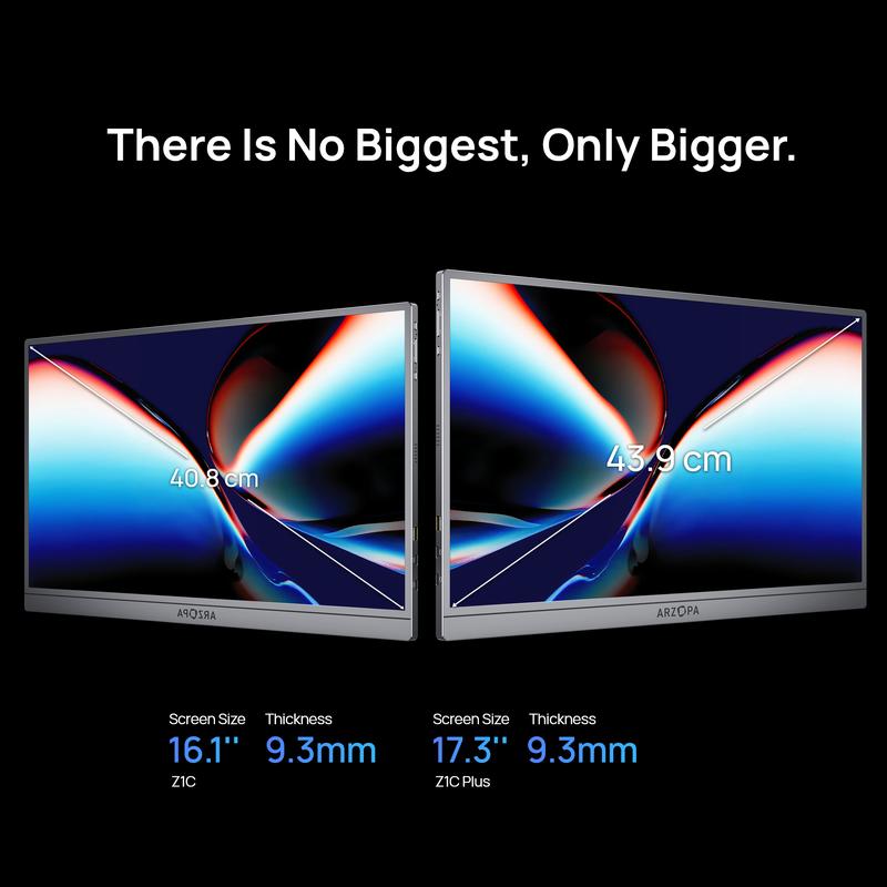 ARZOPA Portable Monitor 16.1"/17.3" FHD 1080P 60Hz/144Hz Laptop Screen Extender for PC Mac Xbox Switch PS5 iPhone IPS Display Computer Display HDR External Screen Game Workfromhome