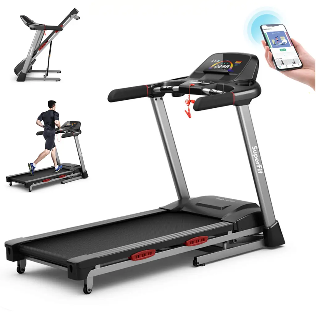 4.75HP Foldable Treadmill with 15% Auto Incline, 12MPH Electric Running Machine with 20 Preset Programs & App Control, Portable Treadmill for Home Gym Office Home Gym Equipment treadmills for home summerwins