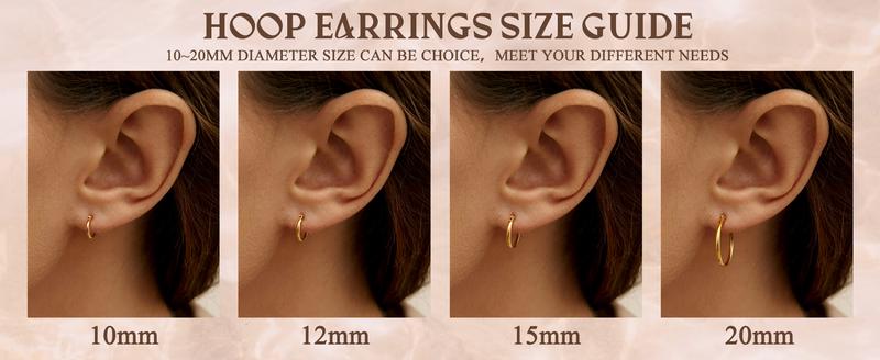 ORAZIO 4 Pairs Stainless Steel Hoop Earrings Set 10MM-20MM Cute Huggie Earrings for Women Hypoallergenic Jewelry Casual Trendy Fashion Earrings ORAZIO 4 Pairs Stainless Steel Hoop Earrings Set 10MM-20MM Cute Huggie Earrings for Women Hypoallergenic Jewelry Casual Trendy Fashion Earrings