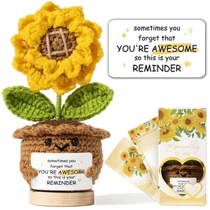 Emotional Support Crochet Positive Sunflower, Inspirational Gifts for Women Sometimes You Forget You're Awesome, Thank You Valentine's Day Birthday Gifts Teacher Appreciation Gift for Coworker Nurse