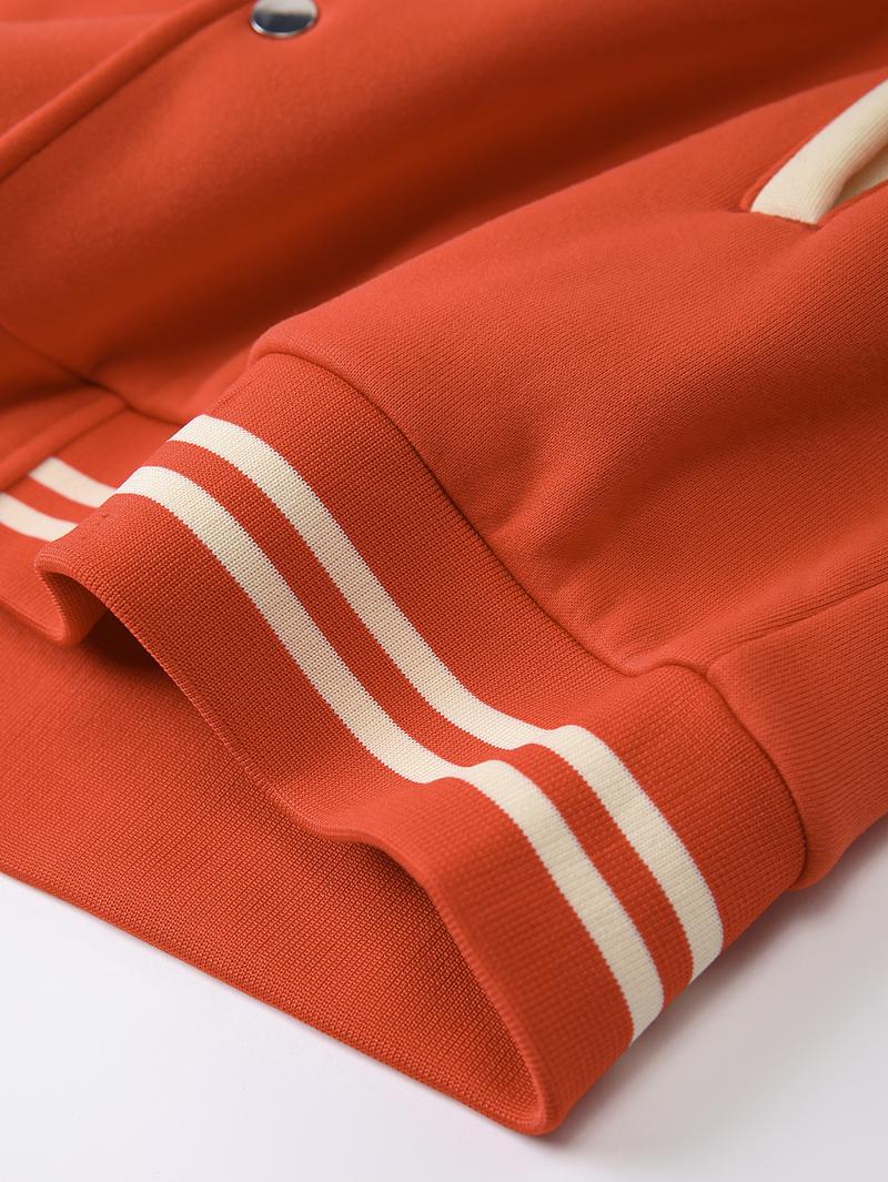 Men's Baseball Jacket Polyester Durable Wind-Resistant Orange & Apricot Colorblock Money, BOY, Rabbit, "$" Graphic Varsity Coat Y2K Vintage Retro Classic Old-School Casual Sports SWAG Streetwear Light Fleece-Lined Winter Jacket Trendy Gift for Boyfriend