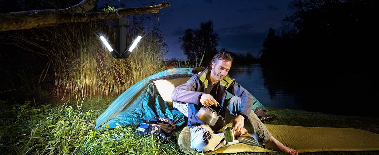 CuLiDing Rechargeable Camping Light with Stand, 67" Tall Portable Cordless, Multiple adjustable lumens, 4000K/6500K Dimmable with Detachable Tripod for Outdoor work, Emergency, Camping, Fishing, Garage