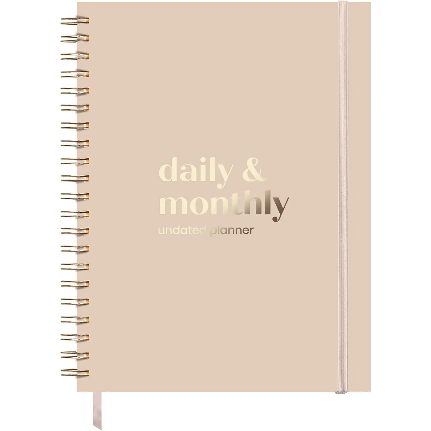 Beige Aesthetic Spiral Bound Planner, 8.5"x11" Undated Hardcover 6-Month Large Organiser, Full-Page Layout, Hourly Schedule, Time Blocking, 2025-2026 Calendar, Thick White Paper, Curated Prompts to Boost Productivity