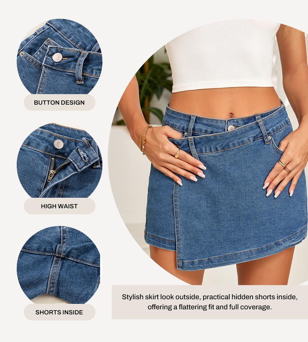 Sidefeel Skorts for Woman High Waisted Jean Skort Wrap Stretchy Asymmetrical Skorts Casual Denim Shorts DealsForYouDays summerwins WeeklyDeals Sidefeel Skorts for Woman High Waisted Jean Skort Wrap Stretchy Asymmetrical Skorts Casual Denim Shorts DealsForYouDays summerwins WeeklyDeals