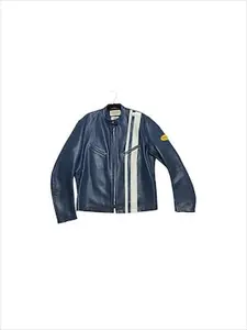 OBJ00278 Junya Watanabe X Bates Oiled Leather Racing Jacket, Blue