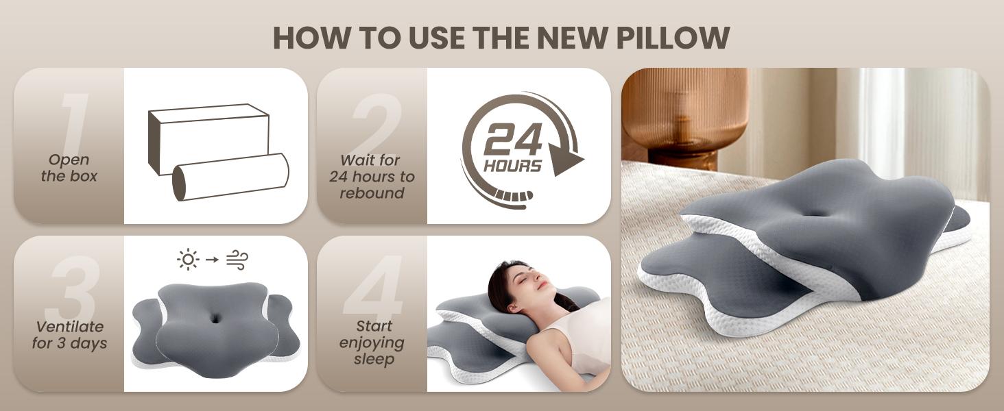 Benazcap Ergonomic Memory Foam Pillow – Orthopedic Neck Support & Cooling, Removable & Washable Cover, for All Sleeping Positions
