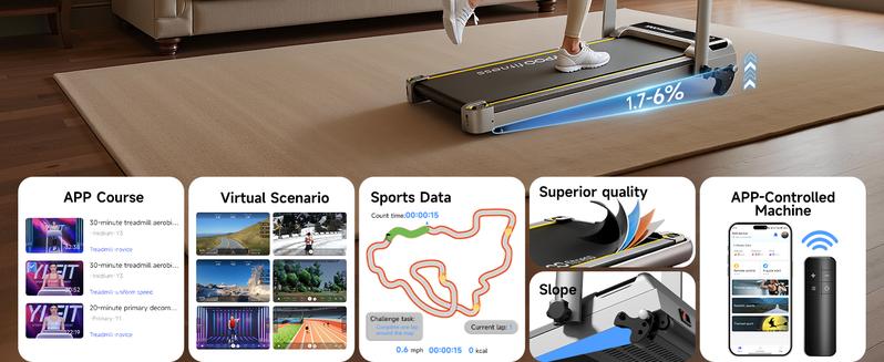 YPOO Manual Incline Foldable walking pad Treadmills with handle  300 Lbs Home Walking Pad Portable Workout Equipment with LED Display Remote Control & APP women gym