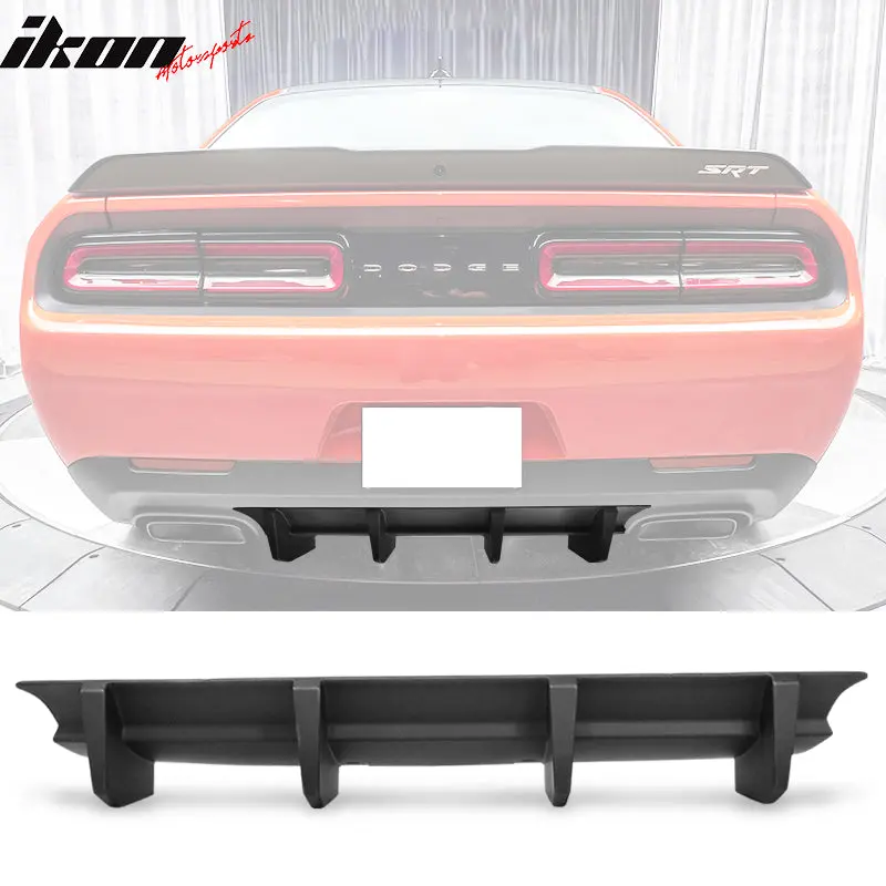 Rear Bumper Lip Diffuser for Dodge Challenger 2015-2023 Unpainted 4 Fin PP Rear Diffuser  Body Kit Component