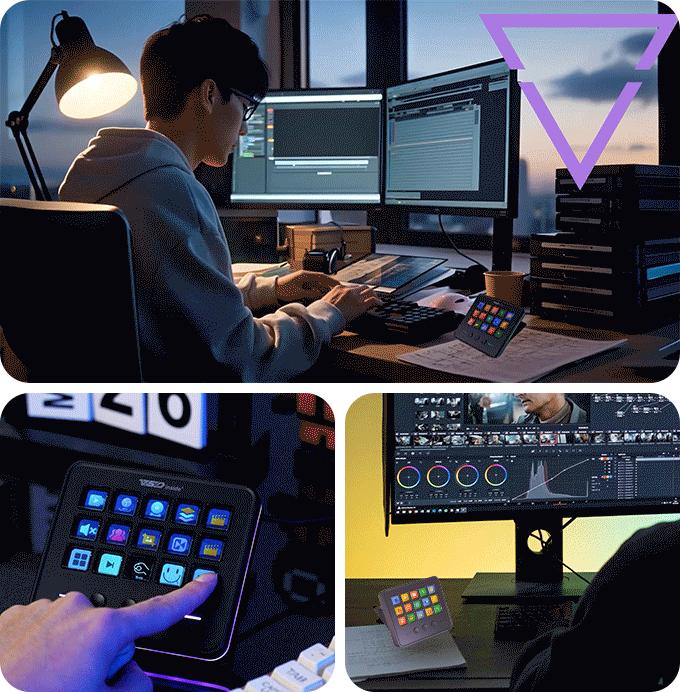 VSDINSIDE M18 V3 Macro Keypad, Stream Controller Deck Gaming Streaming Shortcut Keyboard, 18 Programmable Keys Customizable Visual AI Pad USB Soundboard for OBS, YouTube, Desk Office Setup, Laptop, PC, Mac