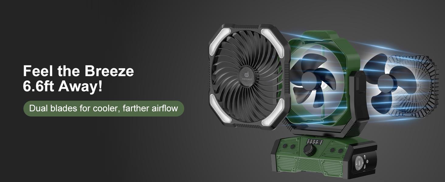 Odoland 40000mAh Camping Fan with LED Light, Battery Operated Oscillating Desk Fan with Remote & Hook, Rechargeable Outdoor Tent Fan with Timer for Hurricane Power Outage Travel Jobsite RV