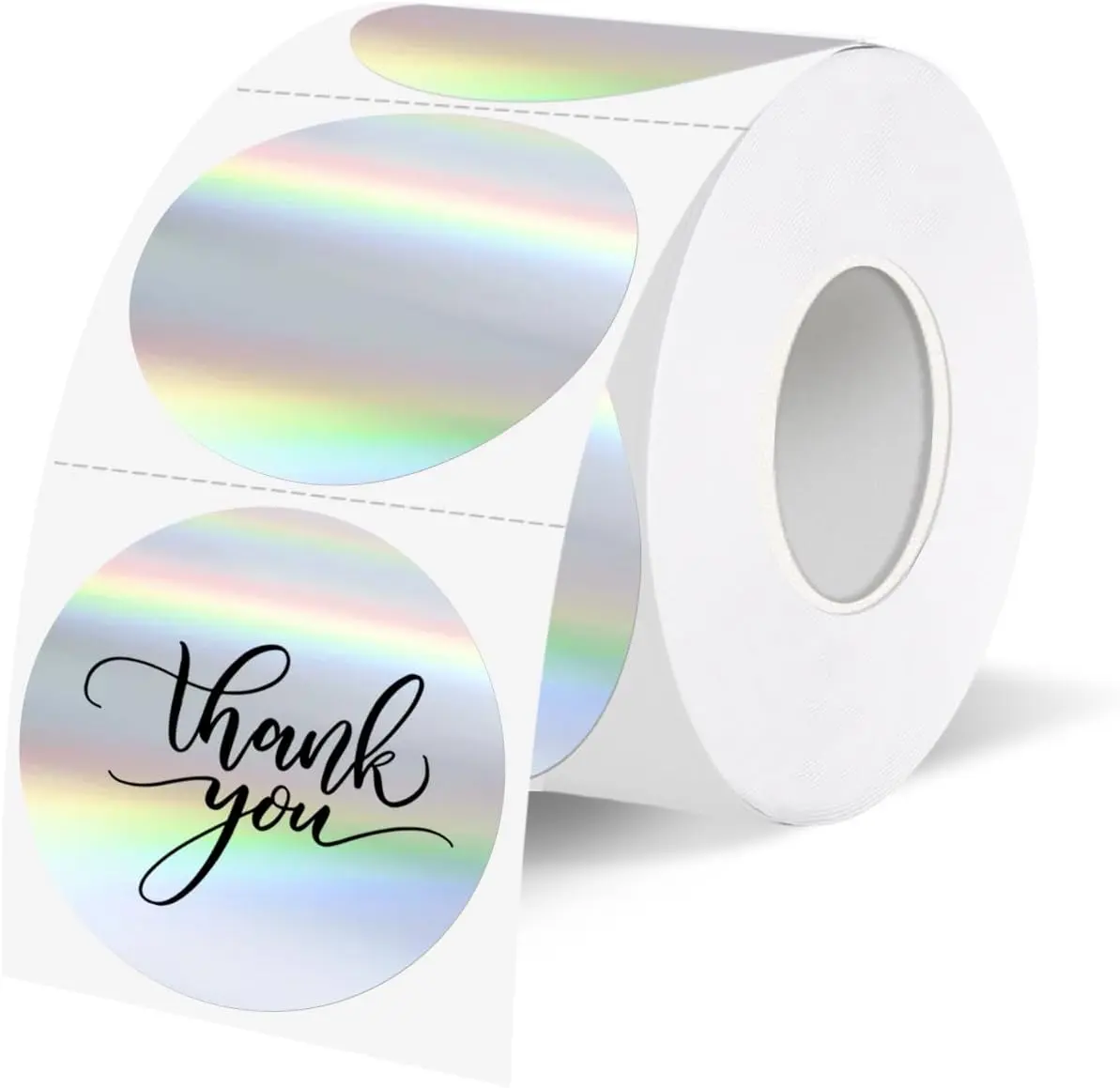 STARBOLING 1.5" Round Roll Holographic Direct Thermal Label Stickers, Purple Rainbow Shine Self-Adhesive Decoration Stickers for Gift Wrapping, DIY Custom Logo Design, Decoration Sticker