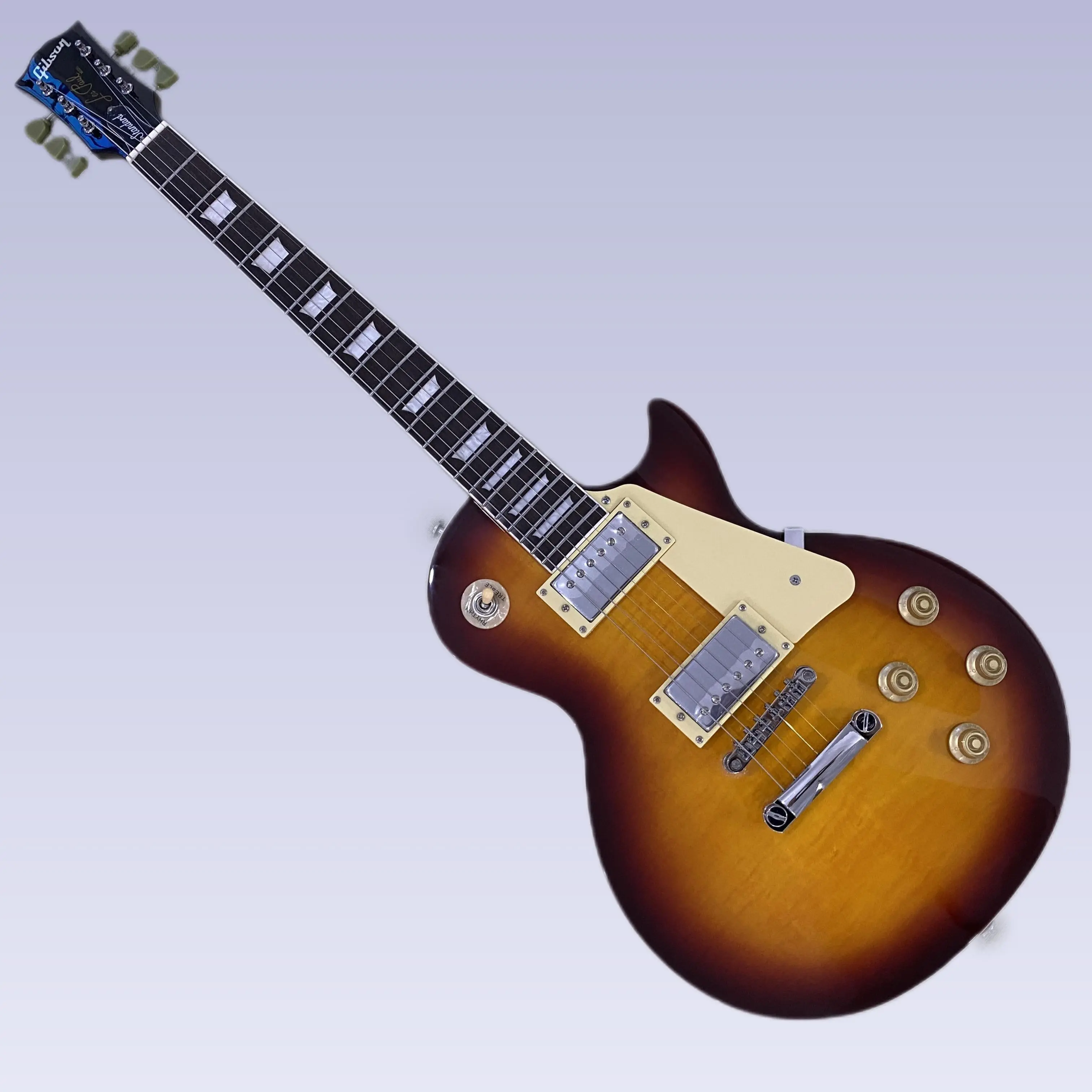 6-string guitar with chrome hardware, solid body, rosewood fretboard, flame maple veneer, 22 frets