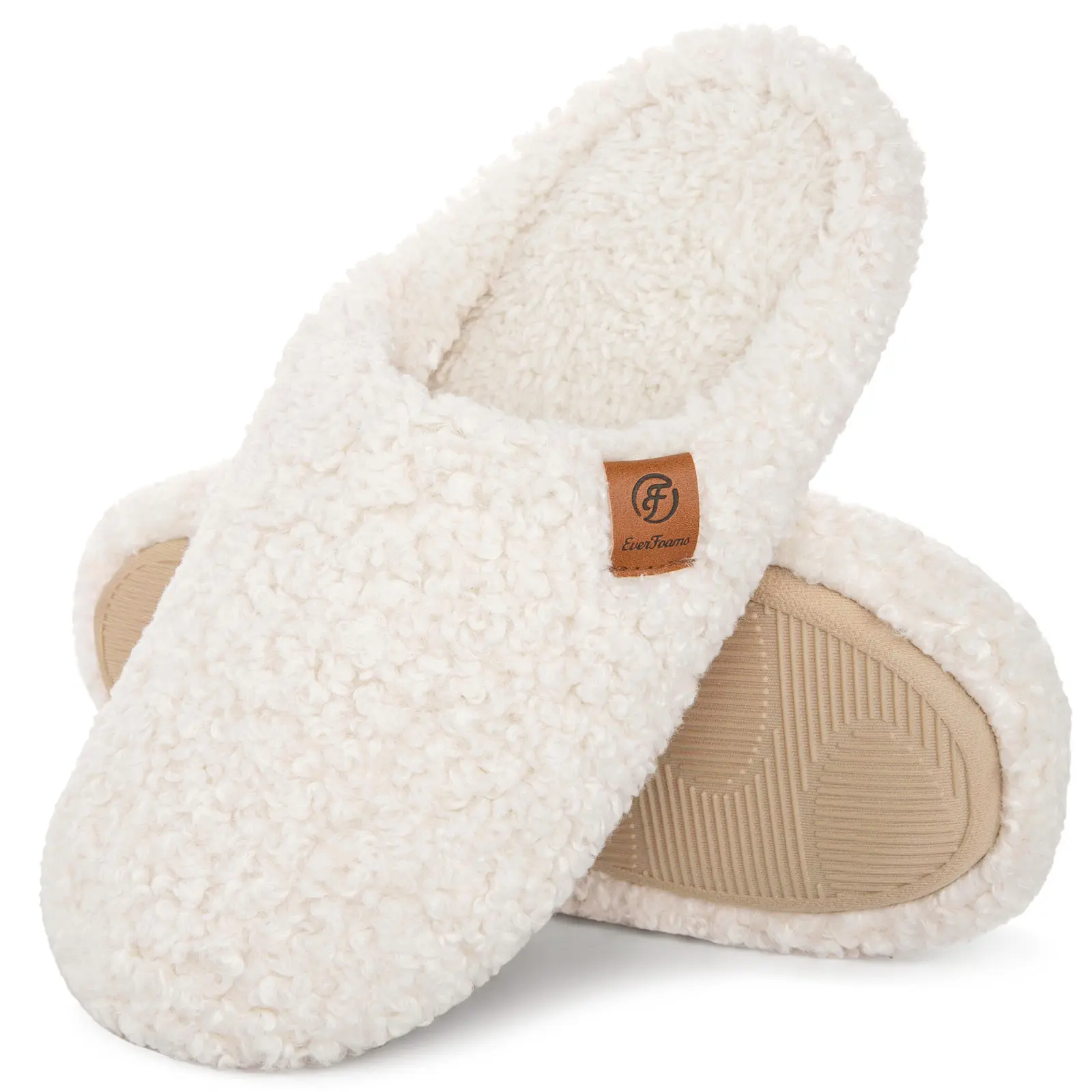 EverFoams Women's Fuzzy Slip-on Slippers Soft Comfy Memory Foam Indoor House Shoes