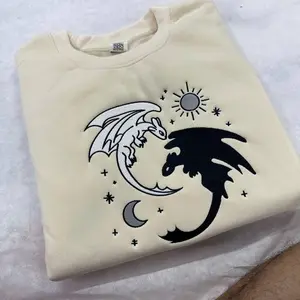 Dragon Embroidered Sweatshirt, Dragon Couple Matching Sweaters, Cute Dragon Embroidery Hoodie, Couple Gift