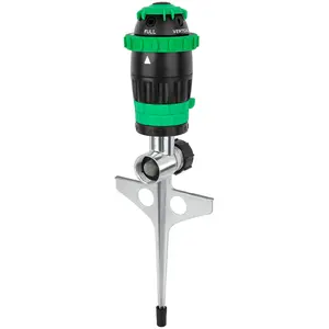 RESTMO Gear Drive Sprinkler with Metal Spike Base, 5-Pattern Heavy Duty Gardening Watering System, Multi-Adjustable Lawn Sprinkle for Garden Plant, Flower Bed and Large Yard Area Watering, Green